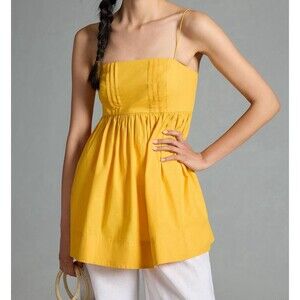 Maeve Anthropology Babydoll Top In Mango Size X-Large MSRP $98